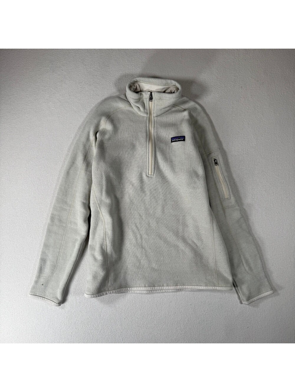 Patagonia Women's Medium Cream Fleece Pullover with Quarter Zip
